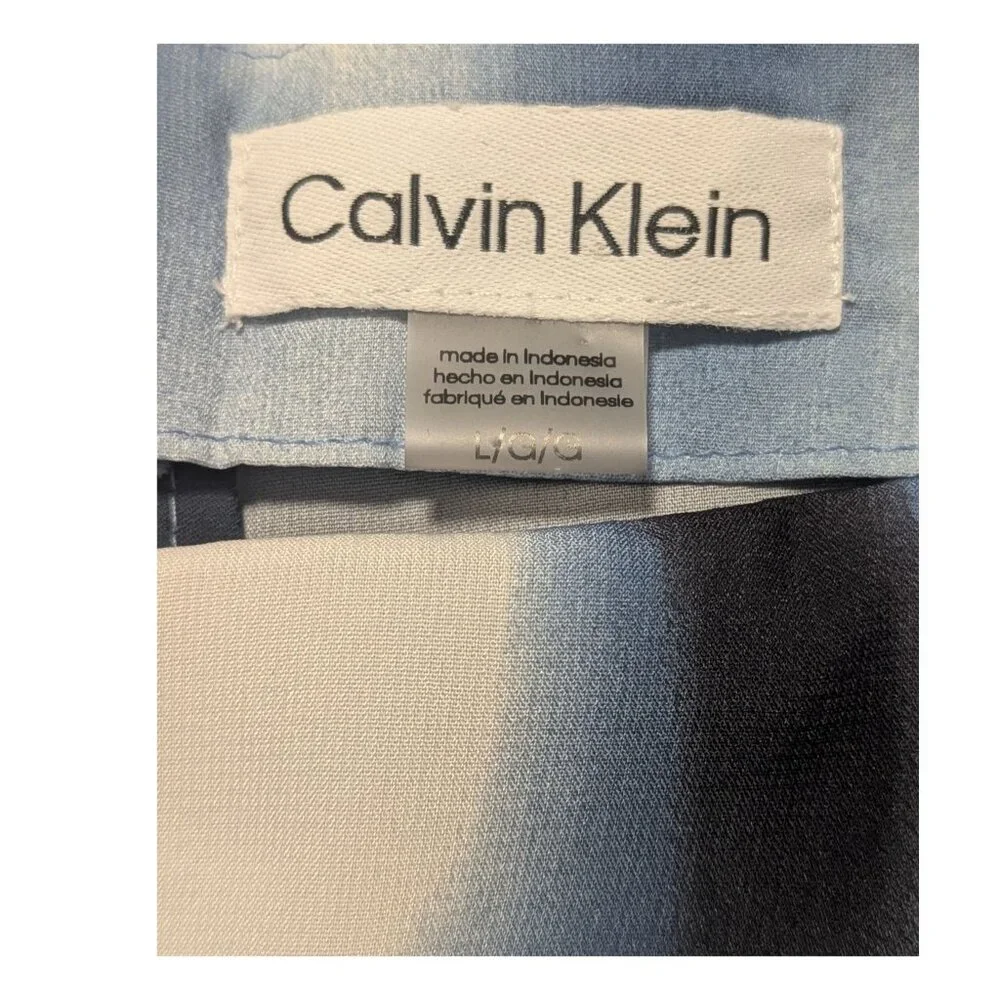 Calvin Klein Watercolor Print Sleeveless Top Keyhole Back Flutter Sleeve Size L - Picture 4 of 5